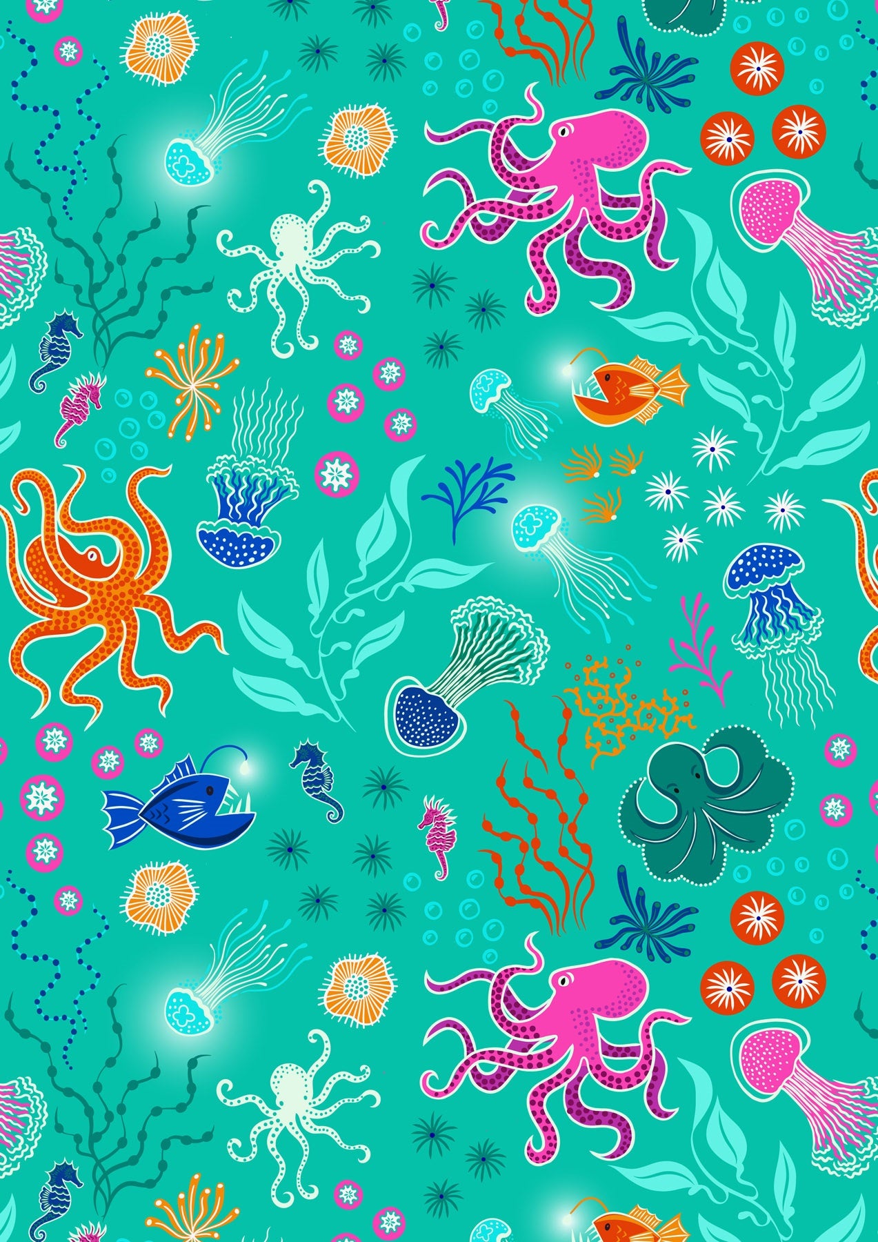 Green - Under the Sea on Sea Green (Glow in the Dark) - Ocean Glow by