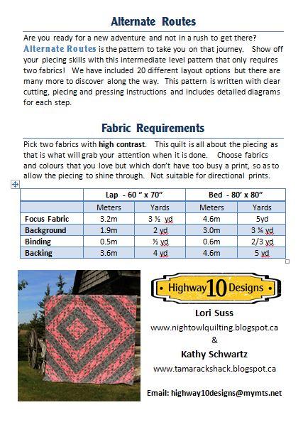 Alternate Routes Quilt Pattern by Highway 10 Designs