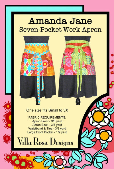 Amanda Jane - Seven Pocket Work Apron Pattern by Villa Rosa Designs