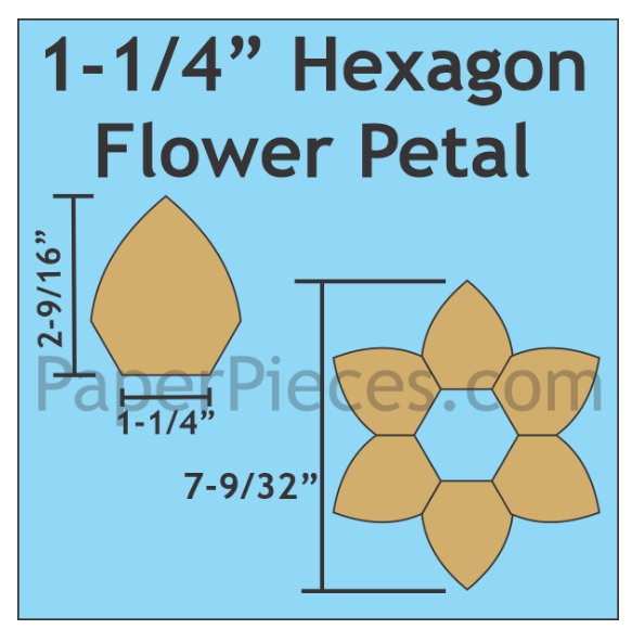 1 1/4" Hex Flower Petal Pack (30 pcs) by Paper Pieces