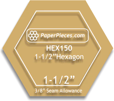 1.5" Hexagon Shape Acrylic Template with 3/8" Seam Allowance by Paper Pieces