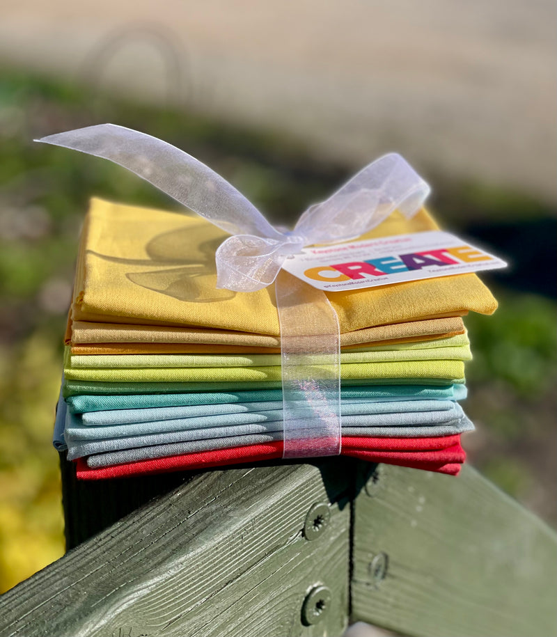 Boho Chic Fat Quarter Bundle (12FQs) - Kona Cotton Solids by Robert Kaufman Fabrics