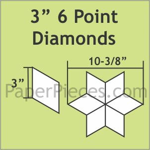 3" 6 Point 60 Degree Diamond Shapes Pack (300 pcs) by Paper Pieces