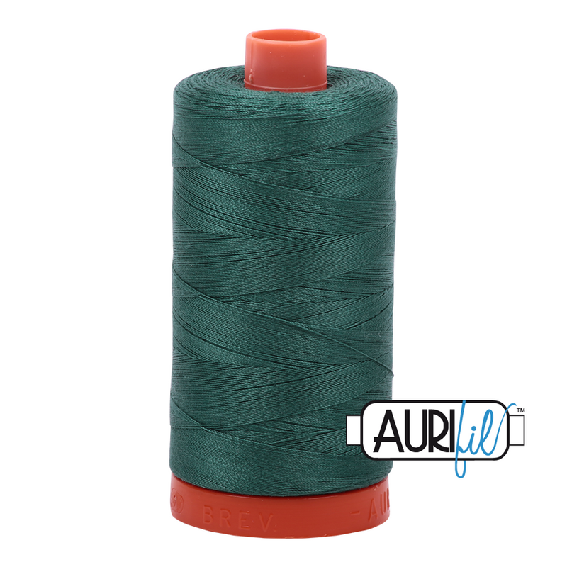 Aurifil Cotton Mako Thread - Turf Green (4129) - Large Spool (1300m/1422yd) - 2 for $35.98 - You save $4.00!