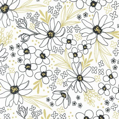 Paper Gold Floral Arrangements - Gilded by Alli K Design for Moda Fabrics