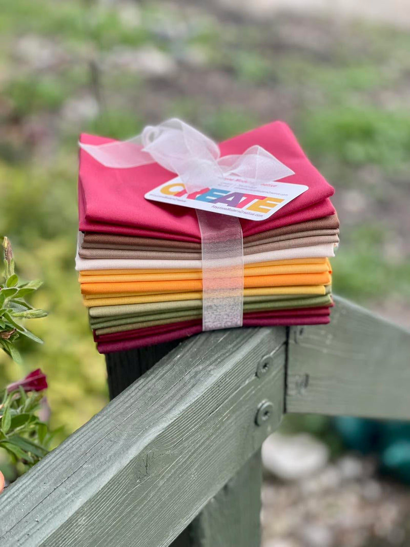 Fall Favourites Fat Quarter Bundle (12 FQs) - Kona Cotton Solids by Robert Kaufman Fabrics