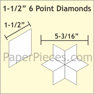 1.5" 6 Point 60 Degree Diamond Shapes Pack (75 pcs) by Paper Pieces