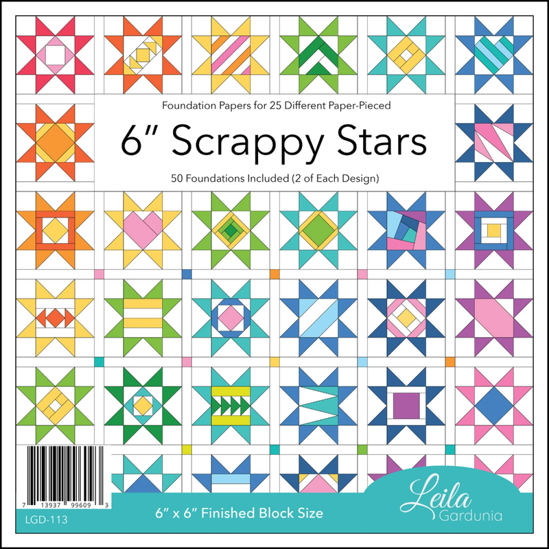 PRE ORDER - 6" Scrappy Stars Foundation Paper Piecing Pad from Leila Gardunia - Arrives Late November