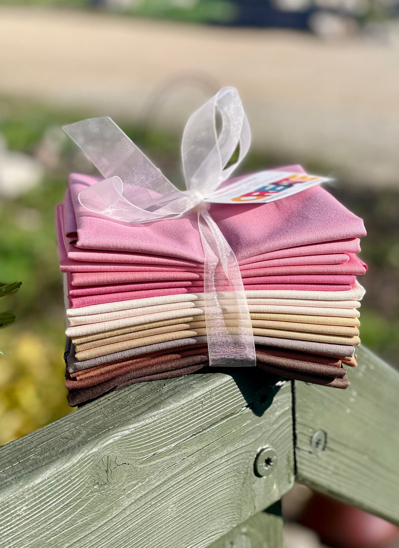 Rustic Romance Fat Quarter Bundle (12 FQs) - Kona Cotton Solids by Robert Kaufman Fabrics