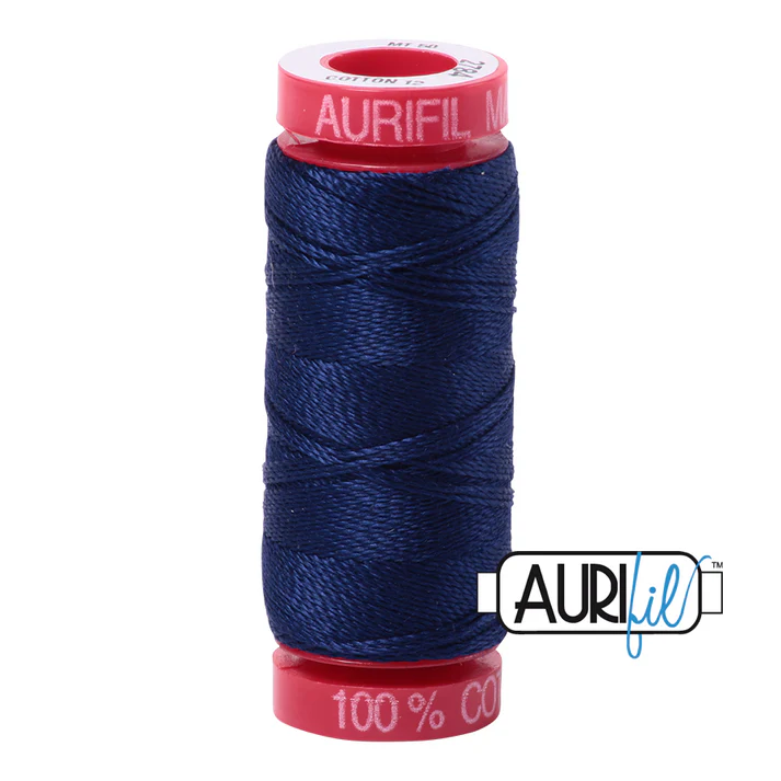 Aurifil 12wt Cotton Mako Thread - Dark Navy (2784) - Small Spool (50m/54yd)
