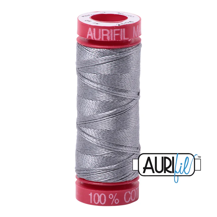 Aurifil 12wt Cotton Mako Thread - Grey (2605) - Small Spool (50m/54yd)