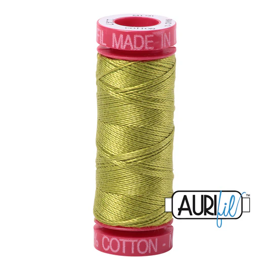 Aurifil 12wt Cotton Mako Thread - Light Leaf Green (1147) - Small Spool (50m/54yd)