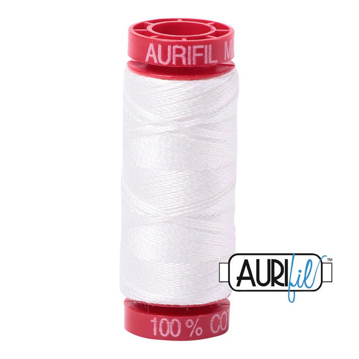 Aurifil 12wt Cotton Mako Thread - Natural White (2021) - Small Spool (50m/54yd)