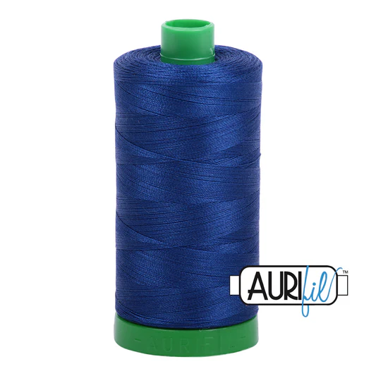 Aurifil 40wt Cotton Mako Thread - Dark Delft Blue (2780) - Large Spool (1000m/1094yd)