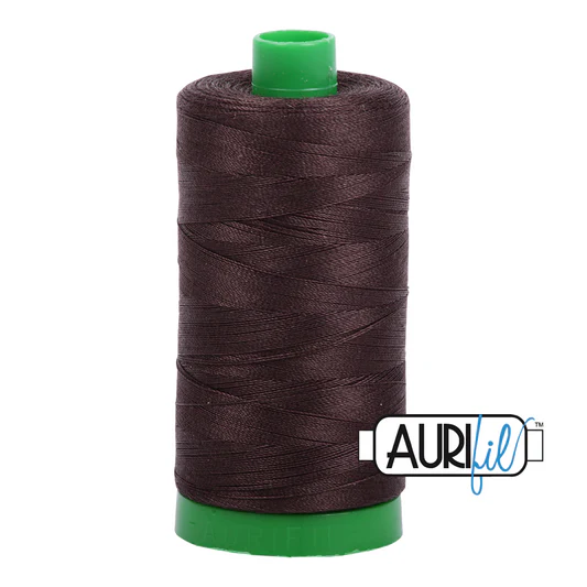 Aurifil 40wt Cotton Mako Thread - Very Dark Bark (1130) - Large Spool (1000m/1094yd)