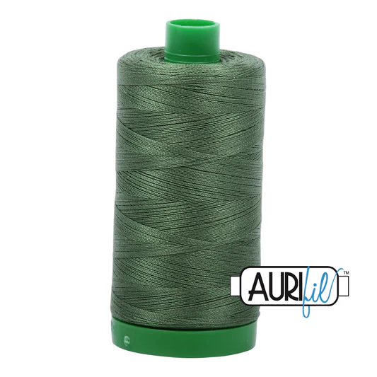 Aurifil 40wt Cotton Mako Thread - Very Dark Grass Green (2890) - Large Spool (1000m/1094yd)