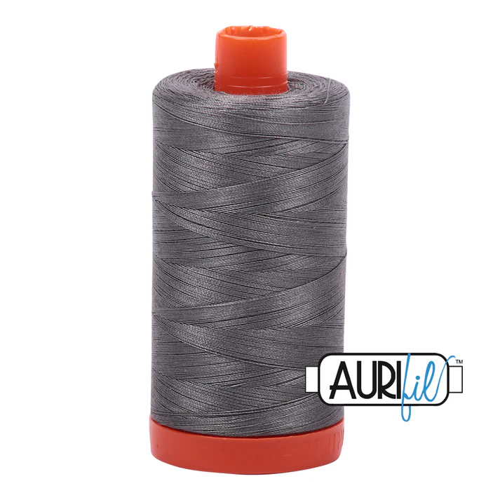 Aurifil 50wt Cotton Mako Thread - Grey Smoke (5004) - Large Spool (1300m/1433yd)