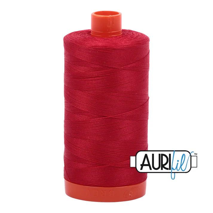 Aurifil 50wt Cotton Mako Thread - Red (2250) - Large Spool (1300m/1422yd)
