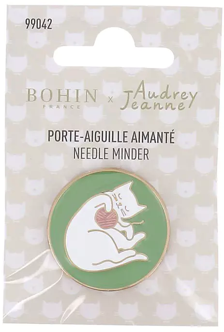 Ball of Wool with Cat Magnetic Needle Minder Designed by Audrey Jeanne for Bohin