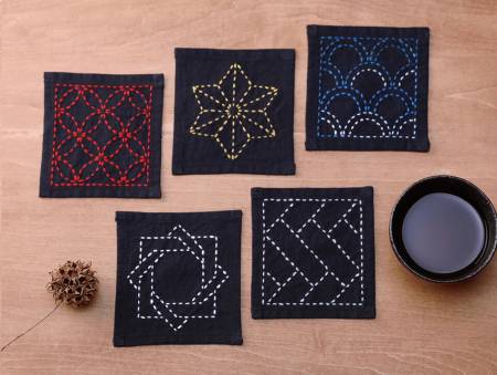 Sumi Black - Sashiko Tsumugi Sampler Coasters (SC-TC1)