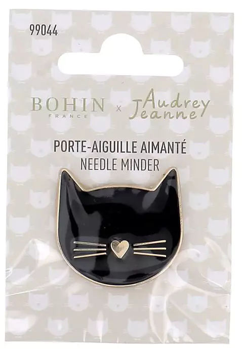 Black Cat Magnetic Needle Minder Designed by Audrey Jeanne for Bohin