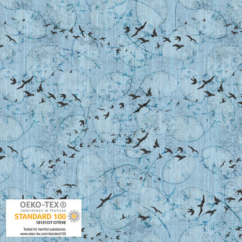 Northern Blues - Birds and Money Plant in Blue (4502-904) by Stof Fabrics