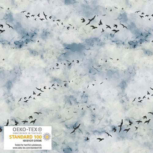 Northern Blues - Birds in the Sky in Blue (4502-901) by Stof Fabrics - PRE ORDER Arrives Late Fall 2024