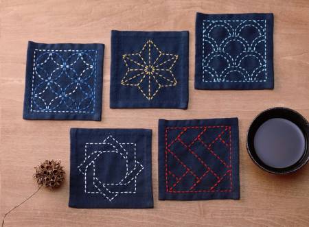 Navy Blue - Sashiko Tsumugi Sampler Coasters (SC-TC2)