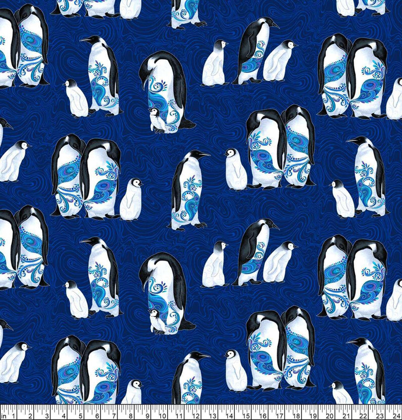 Blue Multi Penguins - Polar Attitude (13429PB-55) by Benartex Fabrics