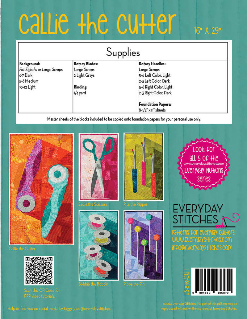 Callie the Cutter - Foundation Paper Piecing (FPP) Pattern by Everyday Stitches