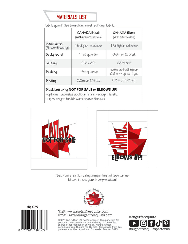 Canada Proud - Foundation Paper Piecing (FPP) Pattern