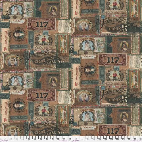 Multicolor - Cigar Box Labels - Foundations by Tim Holtz for FreeSpirit Fabrics - $21.96/m ($20.27/yd)