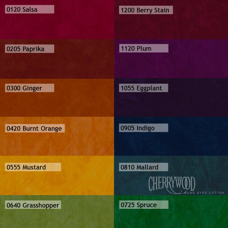 Cherrywood Hand Dyed Fabrics - Dark Color (Colour) Wheel Fat Quarter Bundle (12 FQs)