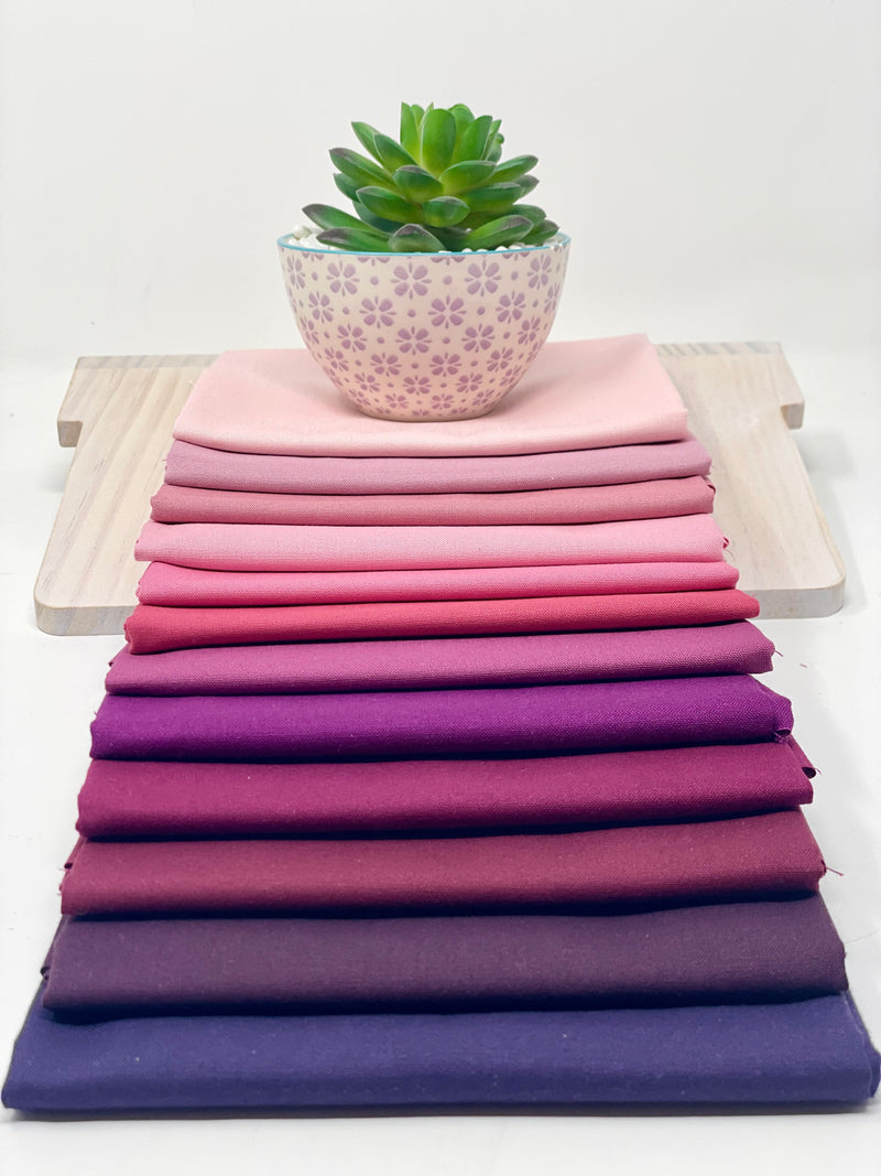 Rose Fat Quarter Bundle (12FQs) - Kona Cotton Solids by Robert Kaufman Fabrics