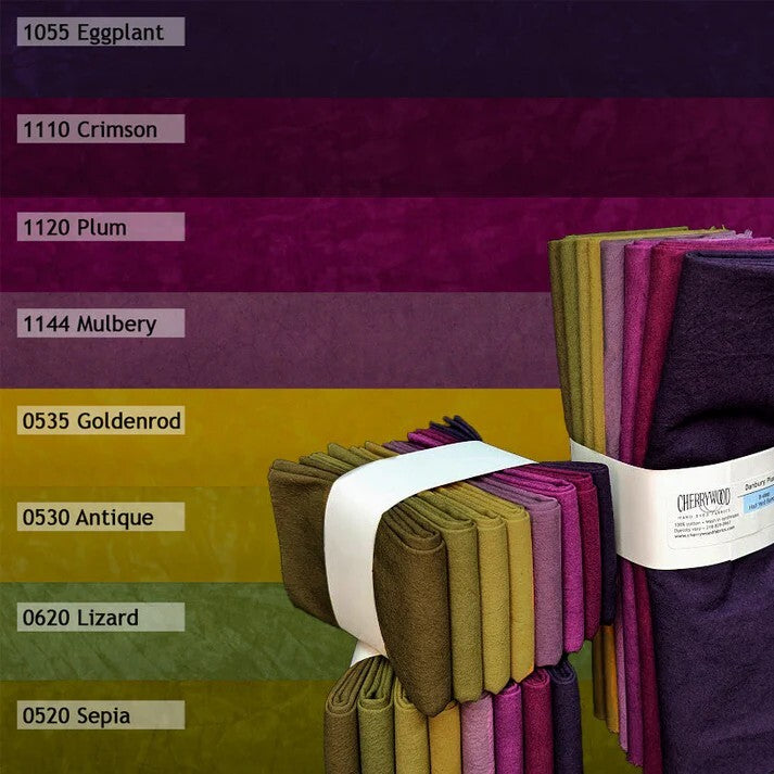PRE ORDER Cherrywood Hand-Dyed Fabrics - Danbury Plum Bundle - Arrives Late Summer