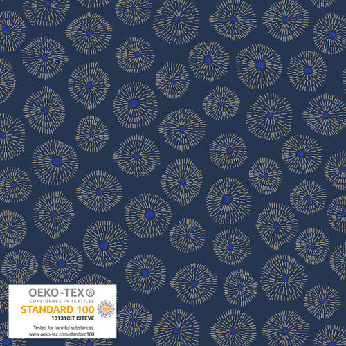 Japan Hello - Sea Urchin in Dark Blue (4502-890) by Stof Fabrics - PRE ORDER Arrives Late Fall 2024