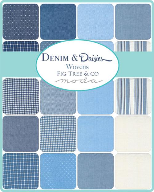 Charm Pack (42 5" Squares ) Denim & Daisies by Fig Tree & Co. for Moda Fabrics