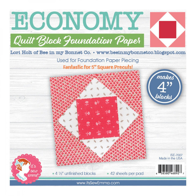 Economy Quilt Block Foundation Paper Piecing Pad - 4" Block by Lori Holt for It&