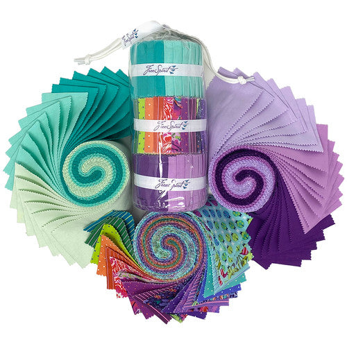 (3) Mini Design Rolls -  (63 2.5" x  WOF Strips) - Glimmery by Tula Pink for FreeSpirit Fabrics