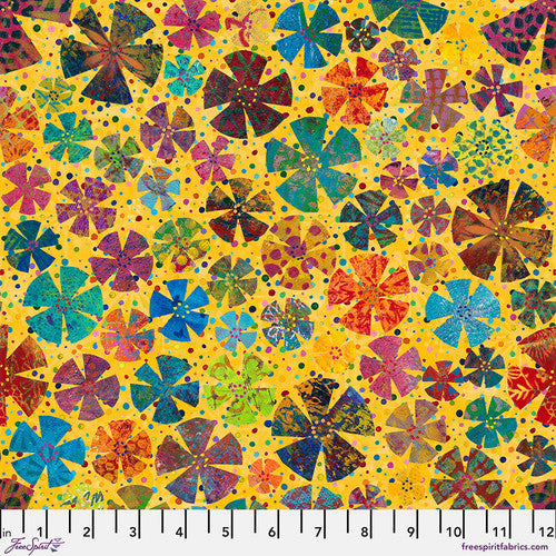 Yellow - Flower Power (PWSP075) - Paper Trees by Sue Penn for FreeSpirit Fabrics