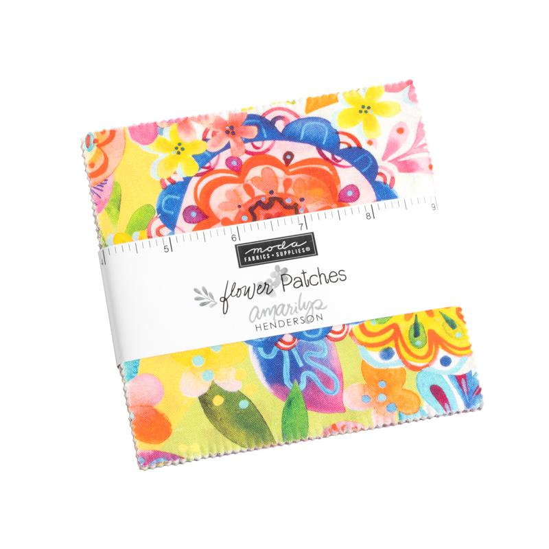 Flower Patches - Charm Pack (42 x 5" Squares) by Amarilys Henderson for Moda Fabrics