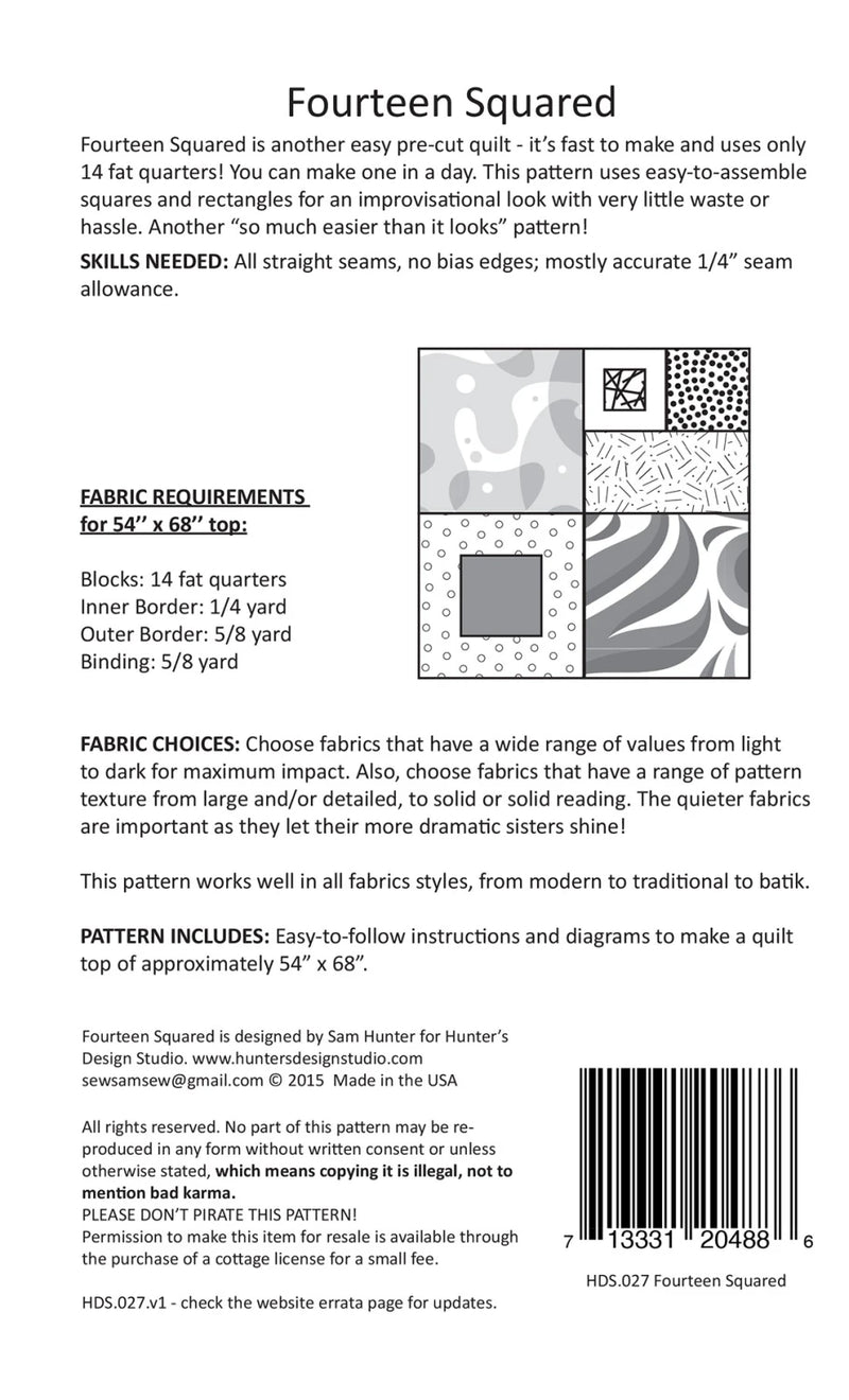 Fourteen Squared Quilt Pattern from Hunter&