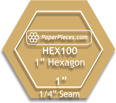 1" Hexagon Shape Acrylic Template with 1/4" Seam Allowance by Paper Pieces