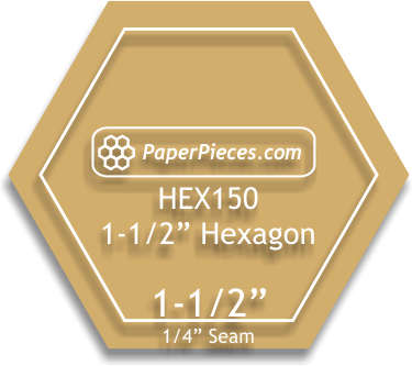 1.5" Hexagon Shape Acrylic Template with 1/4" Seam Allowance by Paper Pieces