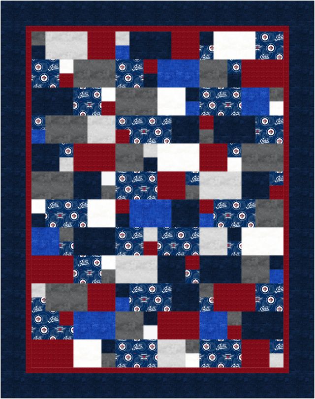 Home Game Quilt Kit featuring Home Quarter by Highway 10 Designs and the Winnipeg Jets!