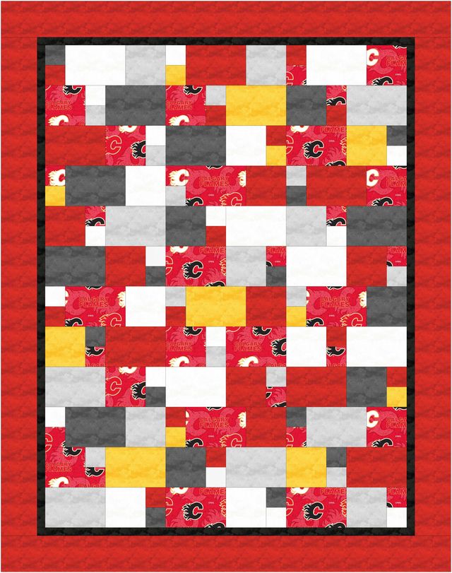 Home Game Quilt Kit featuring Home Quarter by Highway 10 Designs and the Calgary Flames!