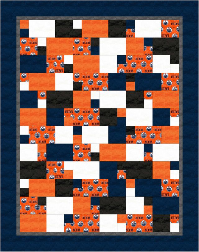 Home Game Quilt Kit featuring Home Quarter by Highway 10 Designs and the Edmonton Oilers!