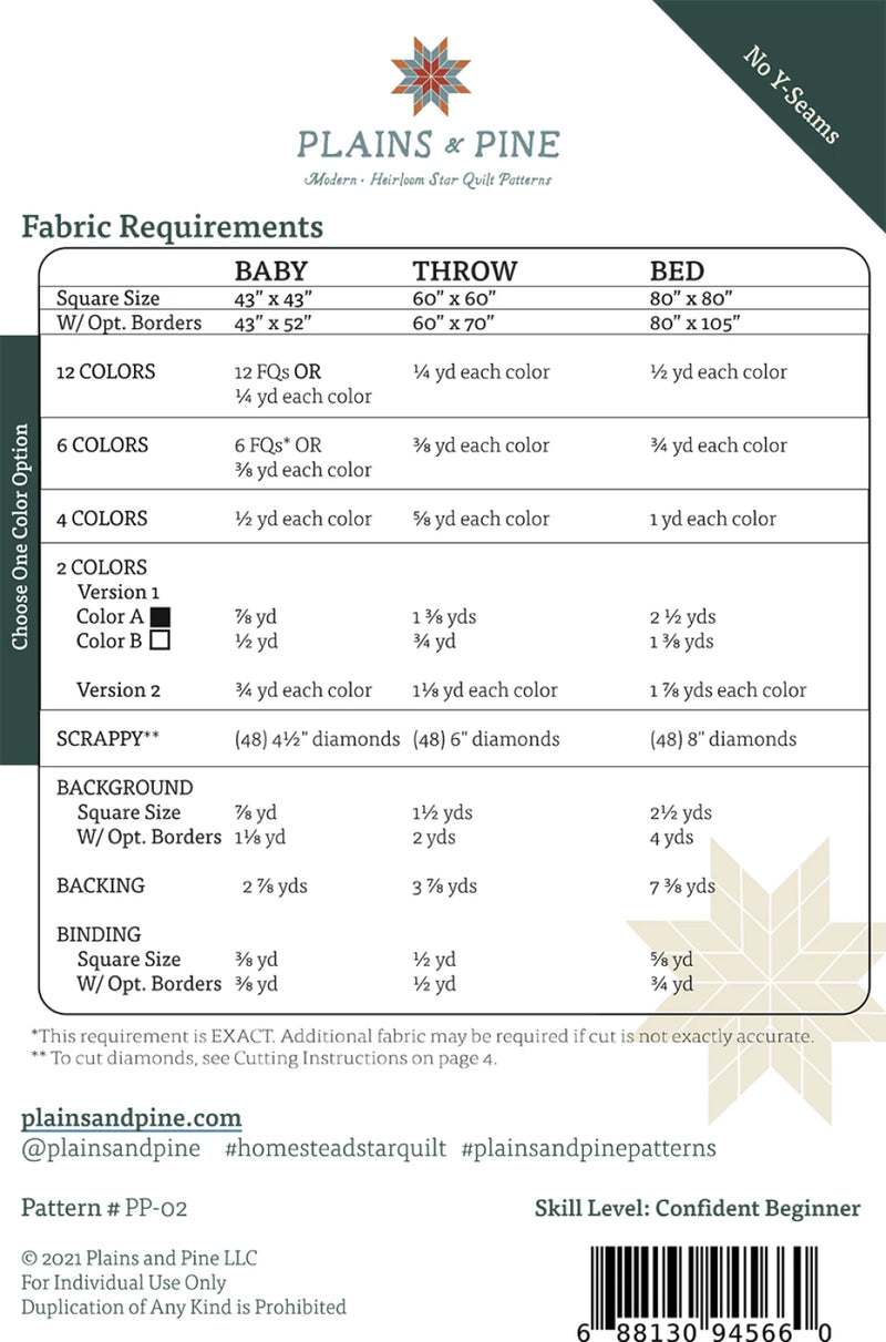 Homestead Star Quilt Pattern by Plains & Pine
