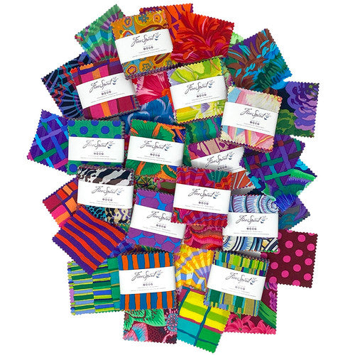 Assorted Multicolor Mini Charm Pack (42 - 2.5" x 2.5" squares) from the Kaffe Fassett Collective for FreeSpirit Fabrics