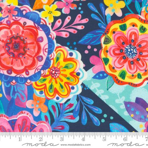 Flower Patches - Floral Bash in Midnight (21821-13) by Amarilys Henderson for Moda Fabrics